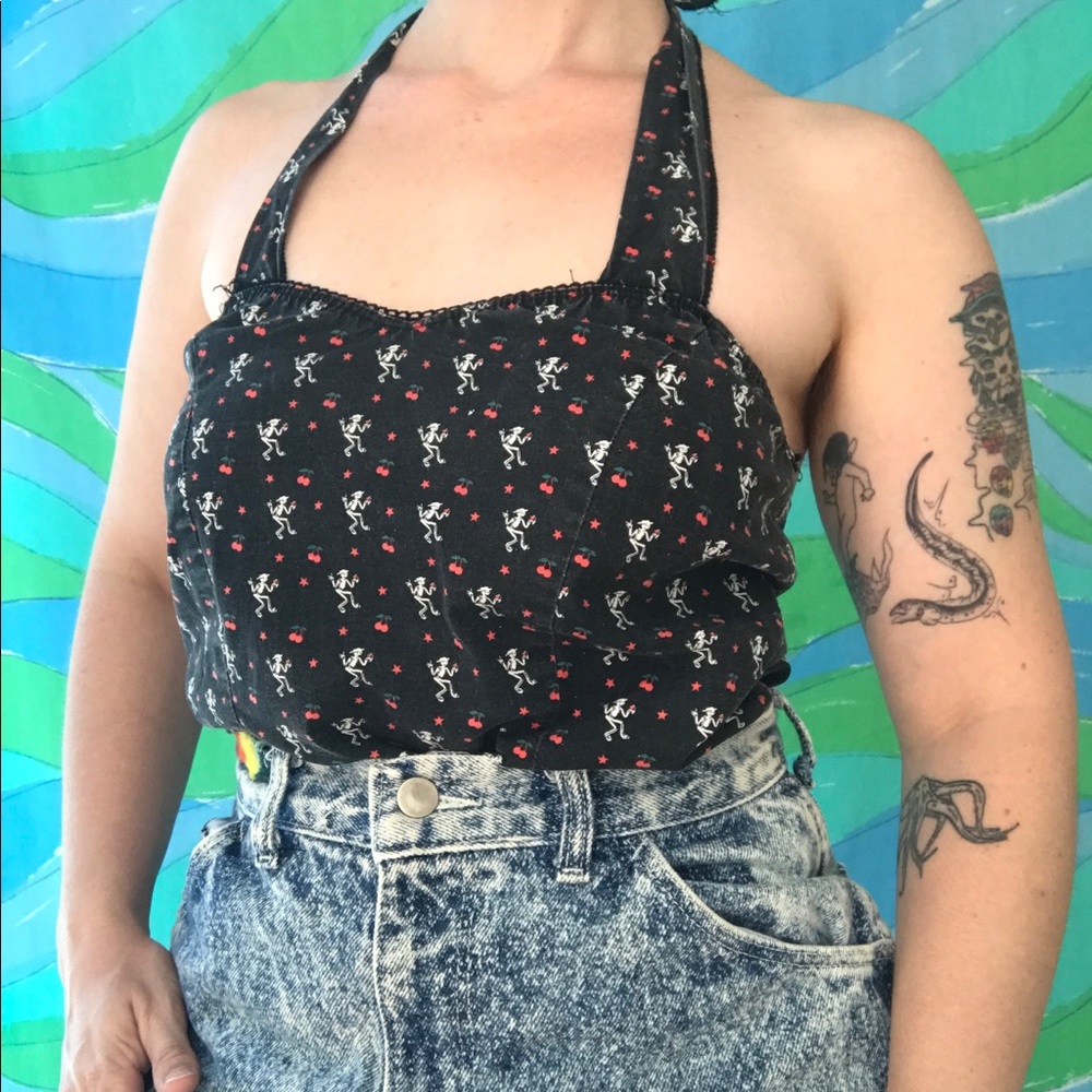 VINTAGE Social distortion skeleton pinup top